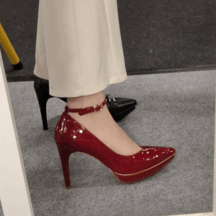 Lumière光之韻∥11cm超穩跟繫帶高跟鞋∥漆皮紅