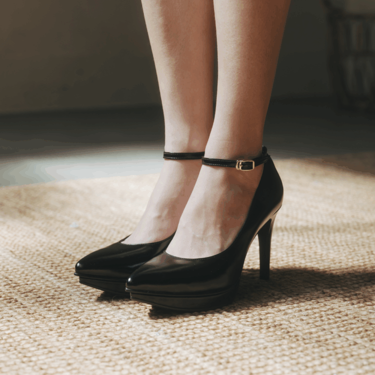 Lumière光之韻∥11cm超穩跟繫帶高跟鞋∥黑