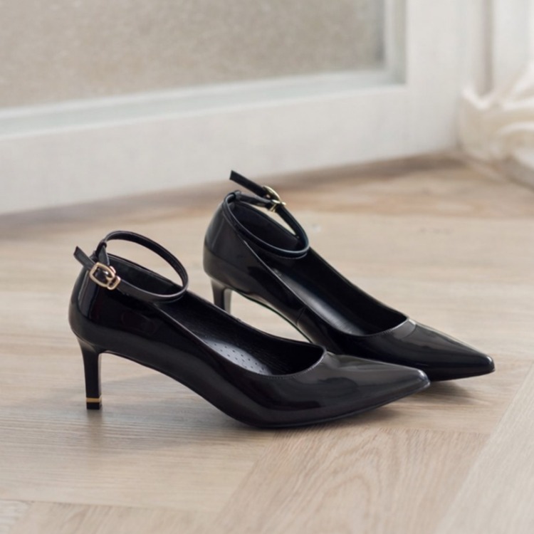 Lumière光之韻∥6cm超穩跟繫帶高跟鞋∥曜石黑